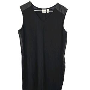 Chico’s Ponte Knit Edgy Little Sheath Black Dress Faux Leather Sasha Sx2.5 LARGE